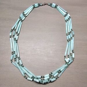 Vintage Multi Strand Aqua Lucite Tubes Necklace